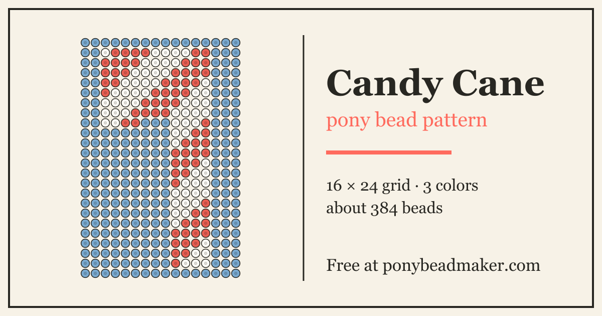 Candy Cane Pony Bead Pattern — Free Beginner Tapestry